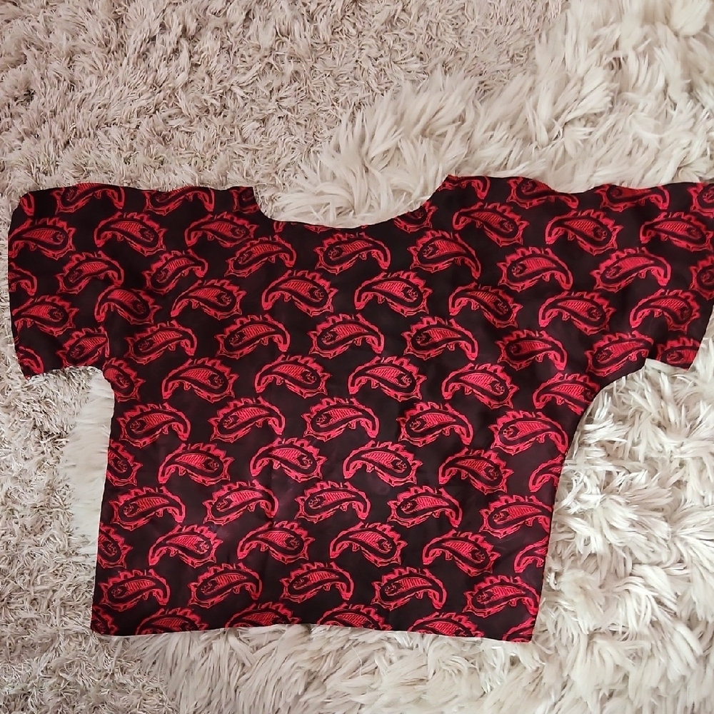 Red Silk Paisley Top